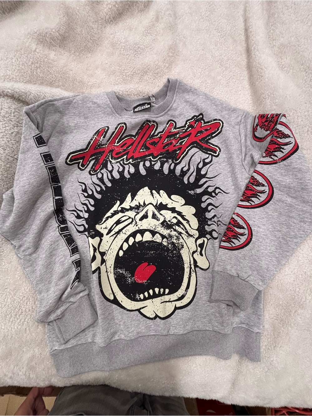 Hell star Grey Graphic Crewneck Sweatshirt